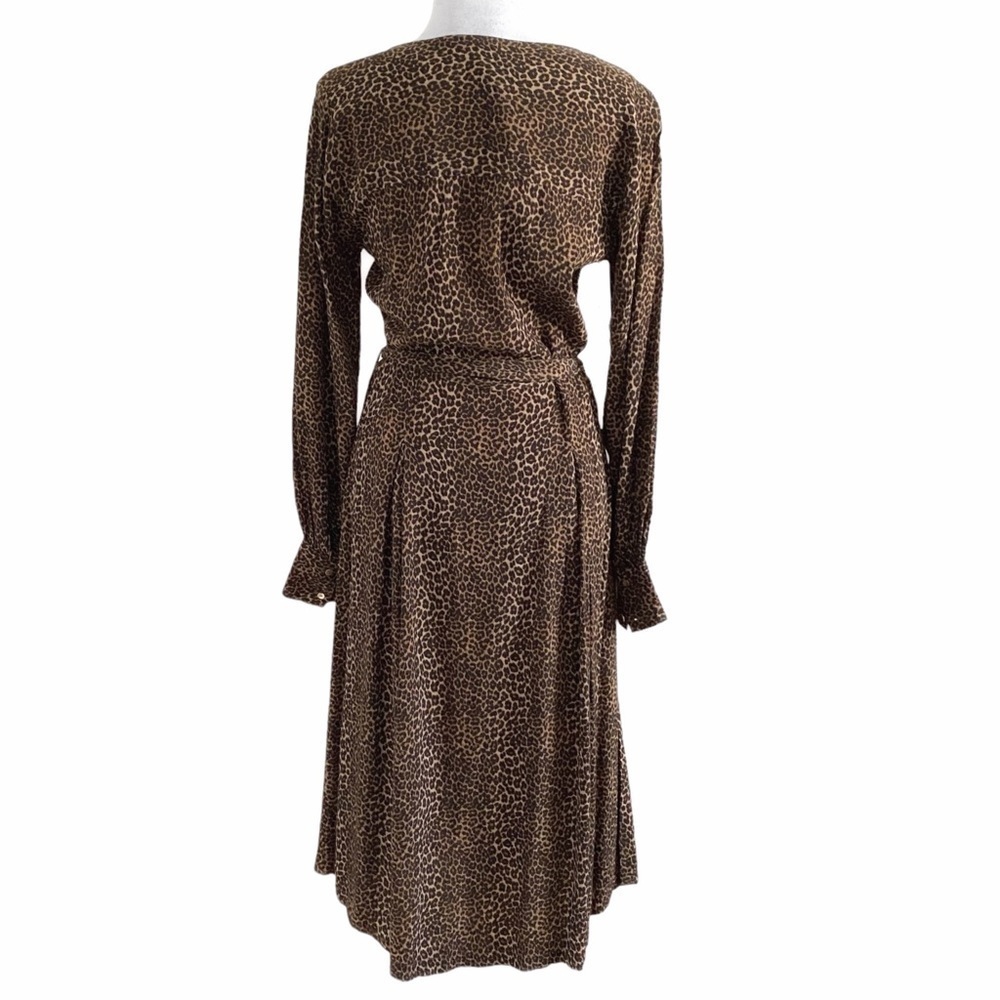 SCOTCH & SODA MAISON SCOTCH LEOPARD LONG SLEEVE BELTED MIDI DRESS - XS - Picture 4 of 9